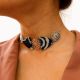 Indigo Print Silver Choker